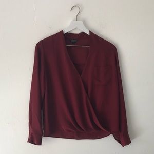 Topshop Draped Burgundy Top Size 4